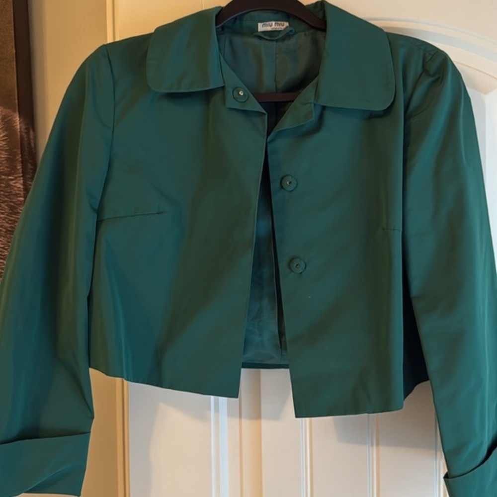 Miu Miu Authentic Emerald Crop Blazer